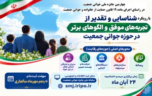 آغاز فراخوان چهارمین رویداد جایزه ملی جوانی جمعیت؛ مهلت ثبت‌نام تا پنجم مهرماه